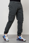 Оптом Джинсы карго мужские с накладными карманами темно-серого цвета 2402TC в Перми, фото 3