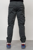 Оптом Джинсы карго мужские с накладными карманами темно-серого цвета 2402TC в Казани, фото 4