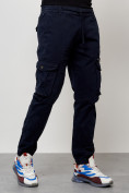 Оптом Джинсы карго мужские с накладными карманами темно-синего цвета 2402TS во Владивостоке, фото 7