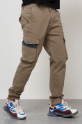 Оптом Джинсы карго мужские с накладными карманами бежевого цвета 2403-1B в Астане, фото 4