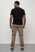 Оптом Джинсы карго мужские с накладными карманами бежевого цвета 2403-1B, фото 9