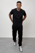 Оптом Джинсы карго мужские с накладными карманами черного цвета 2403-1Ch, фото 10