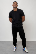 Оптом Джинсы карго мужские с накладными карманами черного цвета 2403-1Ch в Алма-Ате, фото 11