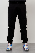 Оптом Джинсы карго мужские с накладными карманами черного цвета 2403-1Ch в Тольятти, фото 2