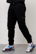 Оптом Джинсы карго мужские с накладными карманами черного цвета 2403-1Ch в Оренбурге, фото 3