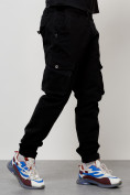 Оптом Джинсы карго мужские с накладными карманами черного цвета 2403-1Ch, фото 4