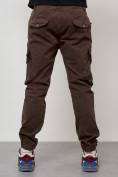 Оптом Джинсы карго мужские с накладными карманами коричневого цвета 2403-1K, фото 8