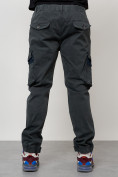 Оптом Джинсы карго мужские с накладными карманами темно-серого цвета 2403-1TC в Оренбурге, фото 4