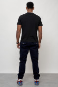 Оптом Джинсы карго мужские с накладными карманами темно-синего цвета 2403-1TS в Перми, фото 4