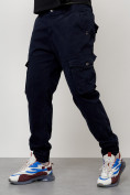 Оптом Джинсы карго мужские с накладными карманами темно-синего цвета 2403-1TS, фото 6