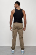 Оптом Джинсы карго мужские с накладными карманами бежевого цвета 2404B в Волгоградке, фото 4