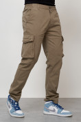Оптом Джинсы карго мужские с накладными карманами бежевого цвета 2404B в Челябинске, фото 7