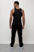 Оптом Джинсы карго мужские с накладными карманами черного цвета 2404Ch в Омске, фото 3