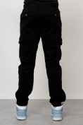 Оптом Джинсы карго мужские с накладными карманами черного цвета 2404Ch в Волгоградке, фото 7