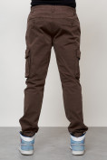 Оптом Джинсы карго мужские с накладными карманами коричневого цвета 2404K, фото 2