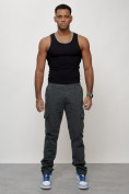 Оптом Джинсы карго мужские с накладными карманами темно-серого цвета 2404TC в Уфе
