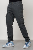 Оптом Джинсы карго мужские с накладными карманами темно-серого цвета 2404TC в Уфе, фото 3