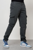 Оптом Джинсы карго мужские с накладными карманами темно-серого цвета 2404TC в Оренбурге, фото 4