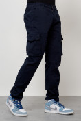 Оптом Джинсы карго мужские с накладными карманами темно-синего цвета 2404TS, фото 5