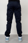 Оптом Джинсы карго мужские с накладными карманами темно-синего цвета 2404TS, фото 6