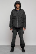 Оптом Куртка - жилетка трансформер 2 в 1 мужская зимняя черного цвета 2409Ch в Екатеринбурге, фото 18