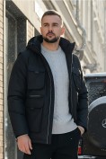 Оптом Куртка - жилетка трансформер 2 в 1 мужская зимняя черного цвета 2409Ch, фото 2