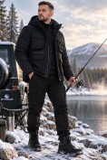 Оптом Куртка - жилетка трансформер 2 в 1 мужская зимняя черного цвета 2409Ch, фото 3
