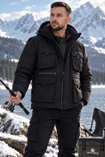 Оптом Куртка - жилетка трансформер 2 в 1 мужская зимняя черного цвета 2409Ch, фото 2