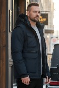 Оптом Куртка - жилетка трансформер 2 в 1 мужская зимняя темно-синего цвета 2409TS, фото 4