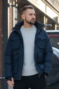 Оптом Куртка - жилетка трансформер 2 в 1 мужская зимняя темно-синего цвета 2409TS, фото 2