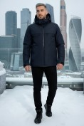 Оптом Горнолыжная куртка мужская зимняя темно-синего цвета 2412TS, фото 5