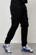 Оптом Джинсы карго мужские с накладными карманами черного цвета 2413Ch в Астане, фото 3