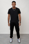 Оптом Джинсы карго мужские с накладными карманами черного цвета 2413Ch, фото 7