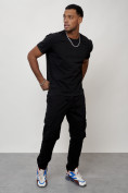 Оптом Джинсы карго мужские с накладными карманами черного цвета 2413Ch в Сочи, фото 8