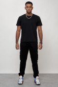 Оптом Джинсы карго мужские с накладными карманами черного цвета 2413Ch в Перми, фото 9