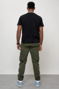 Оптом Джинсы карго мужские с накладными карманами цвета хаки 2413Kh в Уфе, фото 10
