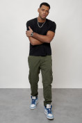 Оптом Джинсы карго мужские с накладными карманами цвета хаки 2413Kh в Сочи, фото 12