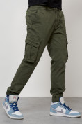 Оптом Джинсы карго мужские с накладными карманами цвета хаки 2413Kh в Омске, фото 5