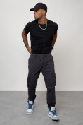 Оптом Джинсы карго мужские с накладными карманами темно-серого цвета 2413TC, фото 11