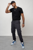 Оптом Джинсы карго мужские с накладными карманами темно-серого цвета 2413TC, фото 12