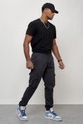 Оптом Джинсы карго мужские с накладными карманами темно-серого цвета 2413TC в Тольятти, фото 3