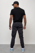 Оптом Джинсы карго мужские с накладными карманами темно-серого цвета 2413TC в Краснодаре, фото 4