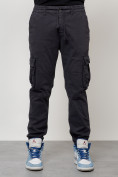 Оптом Джинсы карго мужские с накладными карманами темно-серого цвета 2413TC, фото 5