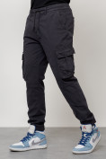 Оптом Джинсы карго мужские с накладными карманами темно-серого цвета 2413TC в Астане, фото 6