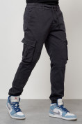Оптом Джинсы карго мужские с накладными карманами темно-серого цвета 2413TC, фото 7