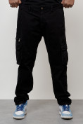 Оптом Джинсы карго мужские большого размера черного цвета 2416Ch в Перми