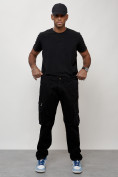 Оптом Джинсы карго мужские большого размера черного цвета 2416Ch в Перми, фото 10