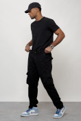 Оптом Джинсы карго мужские большого размера черного цвета 2416Ch в Тюмени, фото 11