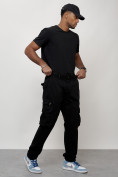 Оптом Джинсы карго мужские большого размера черного цвета 2416Ch, фото 12