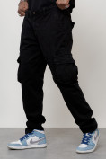 Оптом Джинсы карго мужские большого размера черного цвета 2416Ch в Воронеже, фото 2